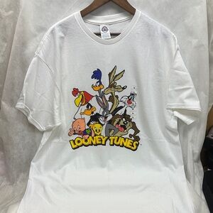 Warner Bros. White Tee with Colorful Cartoon Characters